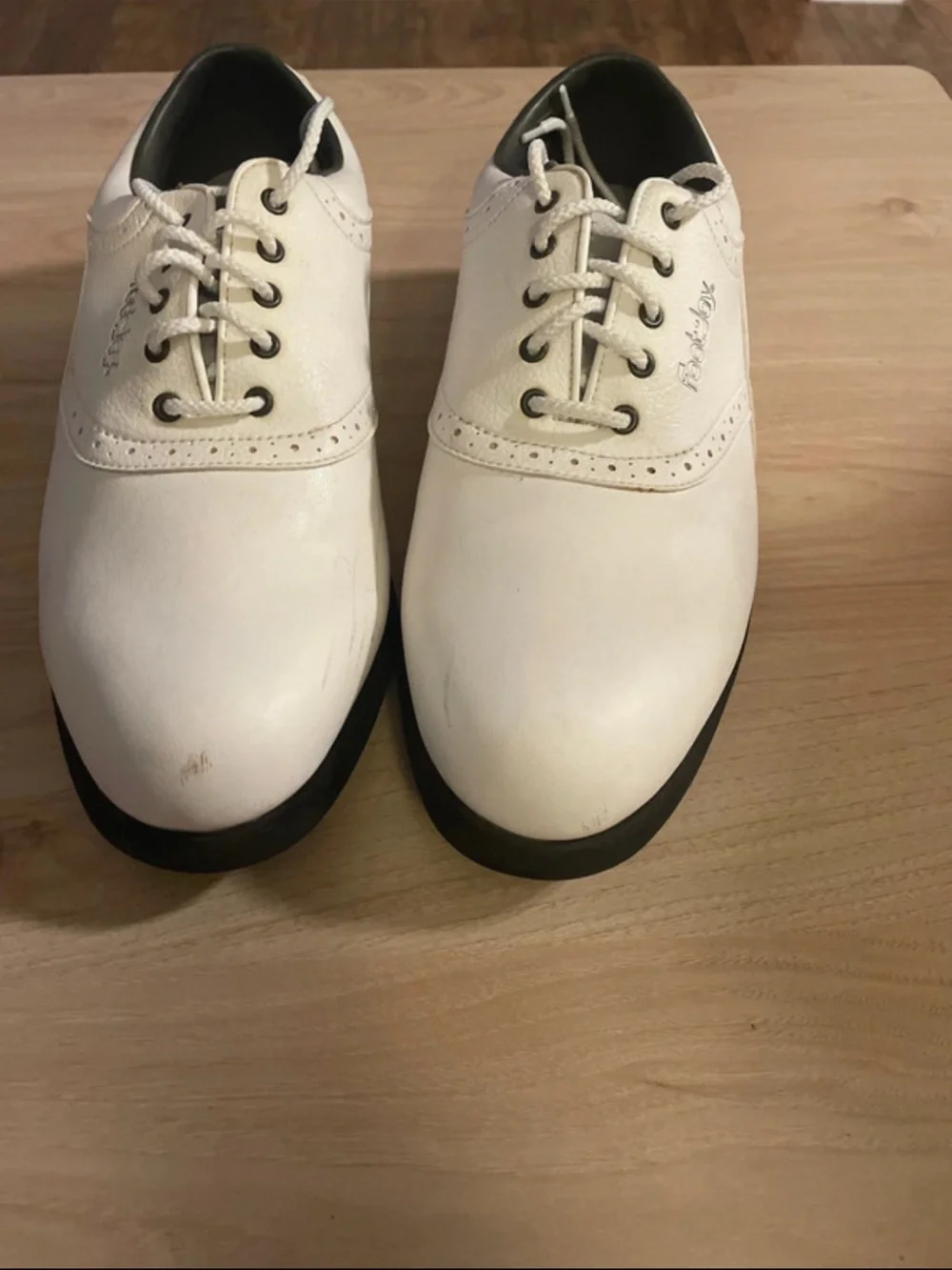 FootJoy White Men's Oxford Golf Shoes with Black Trim